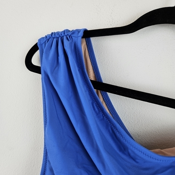 J. Crew Plus Ruched one-shoulder swim dress in Sail blue Size 24 - Picture 4 of 8